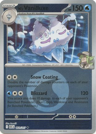 N's Vanilluxe (Energy Symbol Pattern) 051  - Reverse Holofoil ME Ascended Heroes