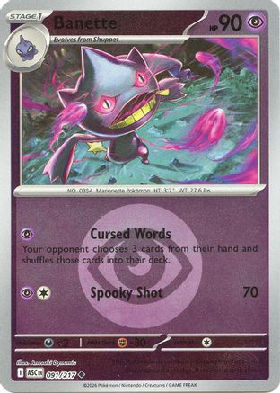Banette 091/217  - Reverse Holofoil ME Ascended Heroes