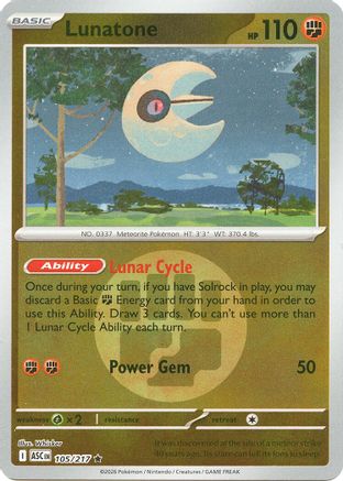 Lunatone (Energy Symbol Pattern) 105  - Reverse Holofoil ME Ascended Heroes