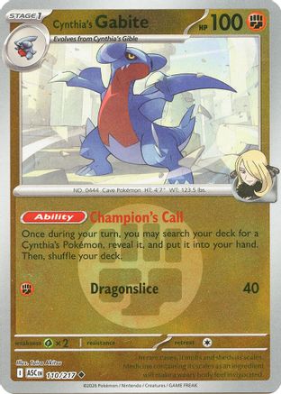 Cynthia's Gabite (Energy Symbol Pattern) 110  - Reverse Holofoil ME Ascended Heroes