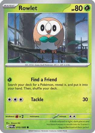 Rowlet 010/088  - Reverse Holofoil ME03 Perfect Order
