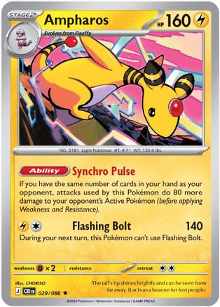 Ampharos 029/086  - Reverse Holofoil ME04 Chaos Rising