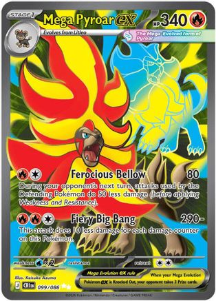 Mega Pyroar ex 099/086  - Holofoil ME04 Chaos Rising