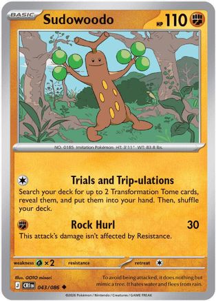 Sudowoodo 043  - Reverse Holofoil ME04 Chaos Rising