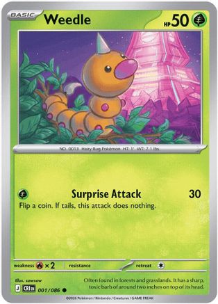 Weedle 001  - Reverse Holofoil ME04 Chaos Rising
