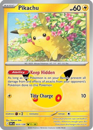 Pikachu 033/128  - Holofoil ME 30th Celebration
