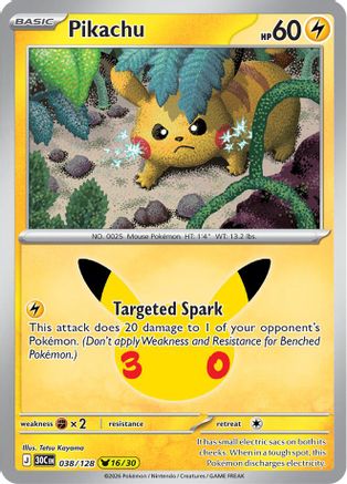 Pikachu 038/128  - Holofoil ME 30th Celebration