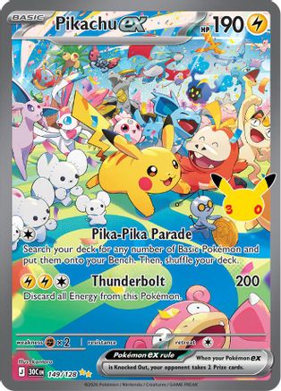 Pikachu ex 149/128  - Holofoil ME 30th Celebration