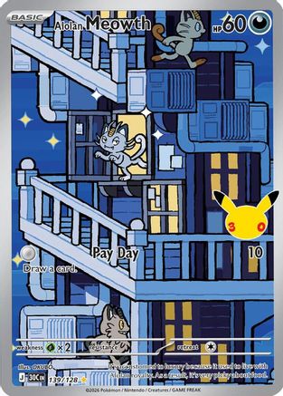Alolan Meowth 139/128  - Holofoil ME 30th Celebration