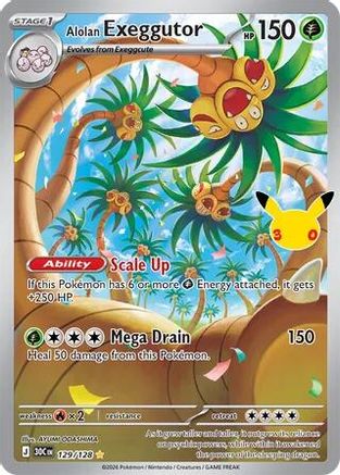 Alolan Exeggutor 129/128  - Holofoil ME 30th Celebration