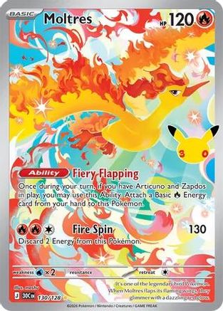 Moltres 130/128  - Holofoil ME 30th Celebration