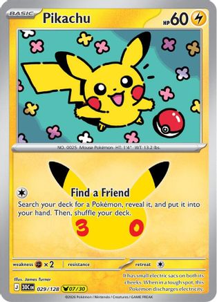 Pikachu 029/128  - Holofoil ME 30th Celebration