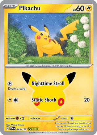 Pikachu 045/128  - Holofoil ME 30th Celebration