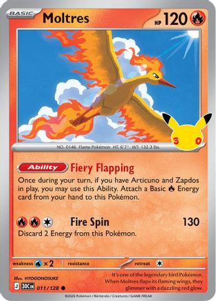 Moltres 011/128  - Holofoil ME 30th Celebration