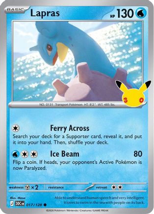Lapras 017/128  - Holofoil ME 30th Celebration