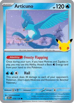 Articuno 018/128  - Holofoil ME 30th Celebration