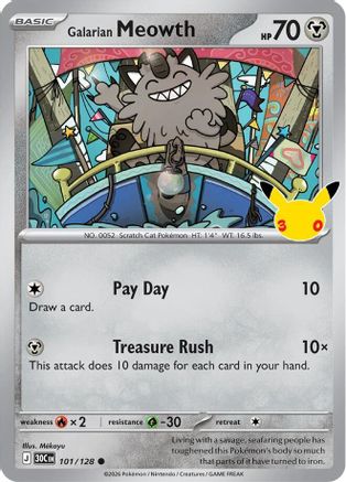 Galarian Meowth 101/128  - Holofoil ME 30th Celebration