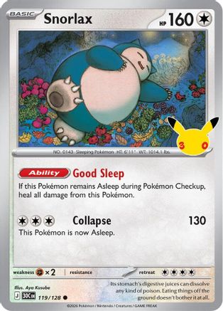 Snorlax 119  - Holofoil ME 30th Celebration