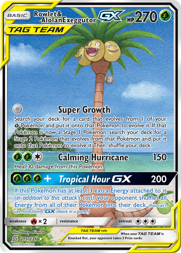 Rowlet & Alolan Exeggutor GX (215/236) [Sun & Moon: Unified Minds]