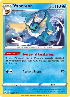 Vaporeon (030/185) [Sword & Shield: Vivid Voltage]