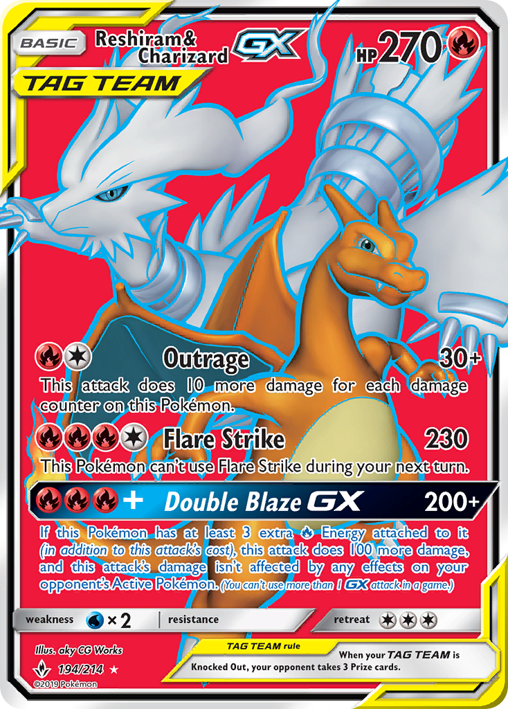 Reshiram & Charizard GX (194/214) [Sun & Moon: Unbroken Bonds]