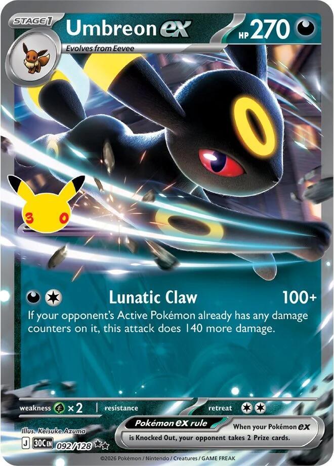 Umbreon ex 092/128  - Holofoil ME 30th Celebration